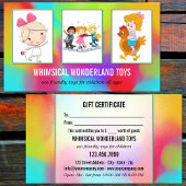 お客様の3枚の写真おもちゃ店ギフト名刺