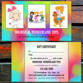お客様の3枚の写真おもちゃ店ギフト名刺