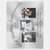 お客様の3枚の写真と文字ダイヤモンド記念日の贈り物 フリースブランケット (正面)