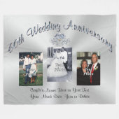 お客様の3枚の写真と文字ダイヤモンド記念日の贈り物 フリースブランケット (正面(横))