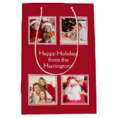 お客様の4枚の写真とカスタム文字中抱き枕 ミディアムペーパーバッグ (正面)