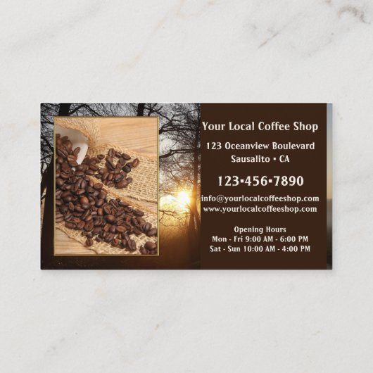 お客様の4枚の写真コーヒーショップテンプレート名刺 名刺 (裏面)