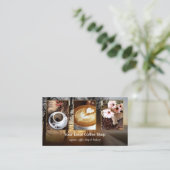 お客様の4枚の写真コーヒーショップテンプレート名刺 名刺 (スタンド正面)