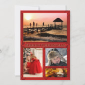 お客様の5枚の写真エレガント赤いクリスマスホリデーカード シーズンカード (正面)