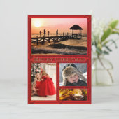 お客様の5枚の写真エレガント赤いクリスマスホリデーカード シーズンカード (スタンド正面)
