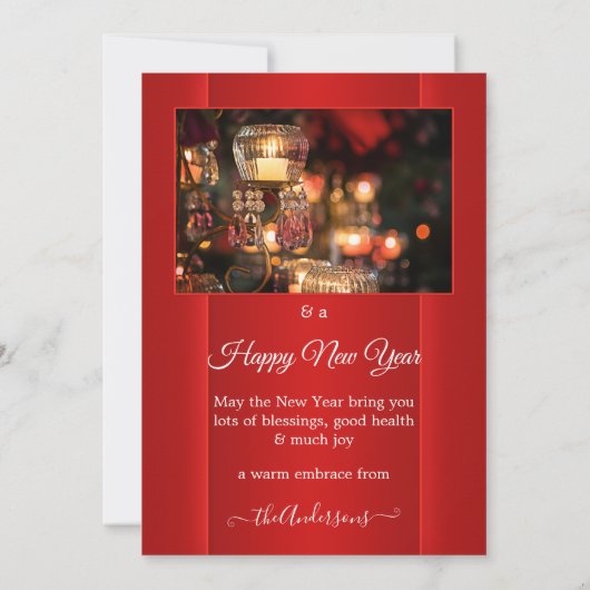 お客様の5枚の写真エレガント赤いクリスマスホリデーカード シーズンカード (裏面)