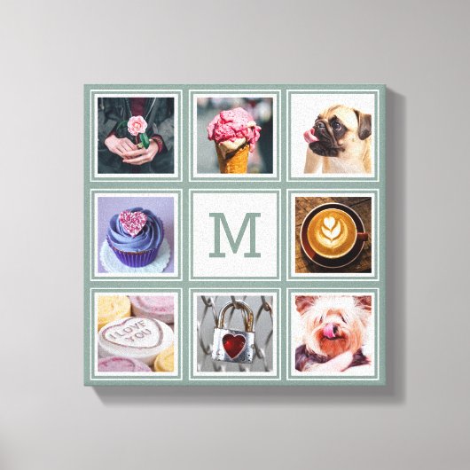 お客様の8枚の写真、モノグラムとカスタムの色 キャンバスプリント (正面)