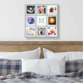 お客様の8枚の写真、モノグラムとカスタムの色 キャンバスプリント (インサイチュ (寝室))