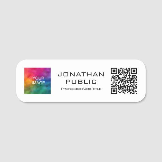 お客様のQRコードメンバーの写真または会社のロゴはこちら 名札 (正面)