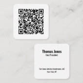 お客様のURLスクエアにリンクされた個人QRコード スクエア名刺 (正面/裏面)