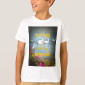 お客様はいつだって満足して幸せな気持ちで帰っていただきます Tシャツ (正面)