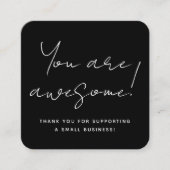 お客様は素晴らしScript Blackモダン Reseller感謝してい スクエア名刺 (正面)