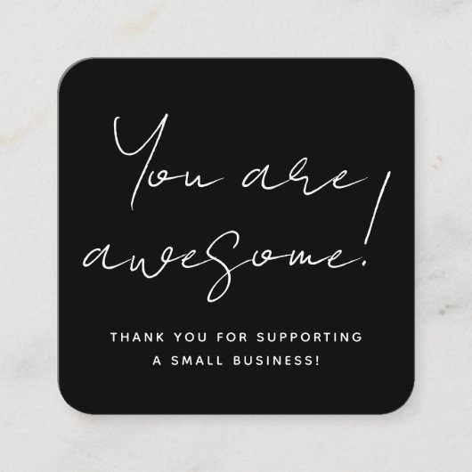 お客様は素晴らしScript Blackモダン Reseller感謝してい スクエア名刺 (正面)