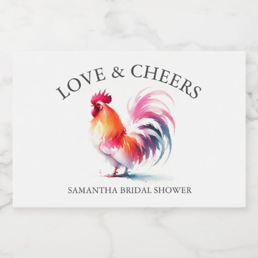 お客様へのルースターブライダルシャワーギフト スパークリングワインラベル (シングルラベル)