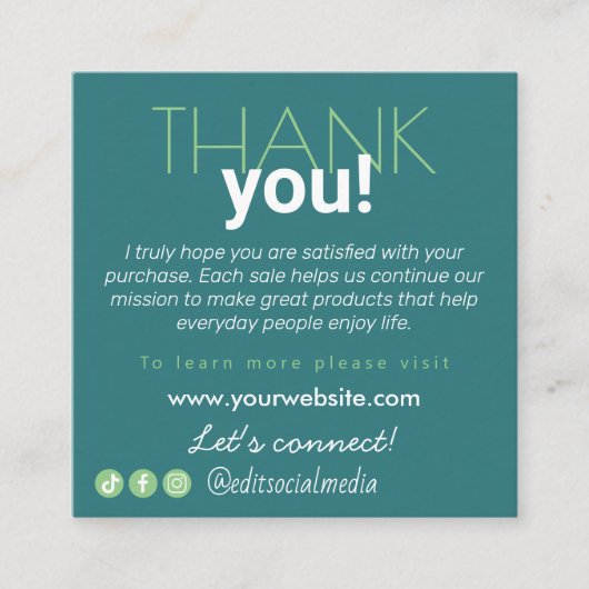 お客様への感謝の名刺 エンクロージャーカード (正面)