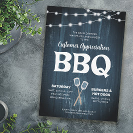 お客様への感謝BBQブルー素朴招待状 招待状