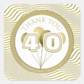 お客様カスタムの年齢ファンキー番号(白/金ゴールド) スクエアシール (正面)