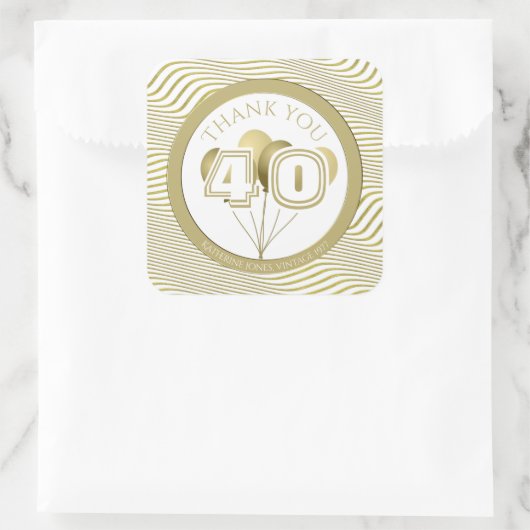 お客様カスタムの年齢ファンキー番号(白/金ゴールド) スクエアシール (バッグ)