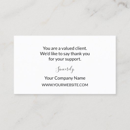 お客様シンプルに対する感謝のビジネスロゴ 名刺 (裏面)