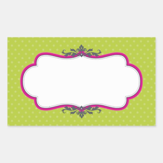 お客様パッキングシールかわいいロゴスタイリッシュピンクライム 長方形シール (正面)