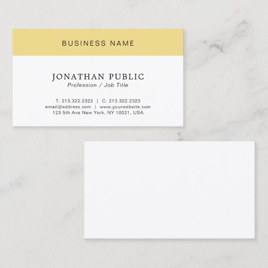 お客様モダンのミニマル白と金ゴールド 名刺 (正面/裏面)