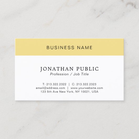 お客様モダンのミニマル白と金ゴールド 名刺 (正面)