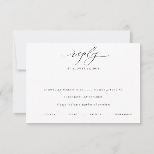 お客様モダン向けの洗練されたRSVPカー結婚ド 出欠カード (正面)