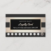 お客様ロイヤリティ10パンチ金ゴールドとブラックストライプの ロイヤリティカード (正面)