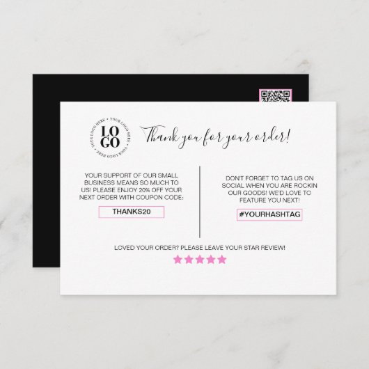 お客様割引カードをご注文いただきありがとうございます サンキューカード (正面/裏面)