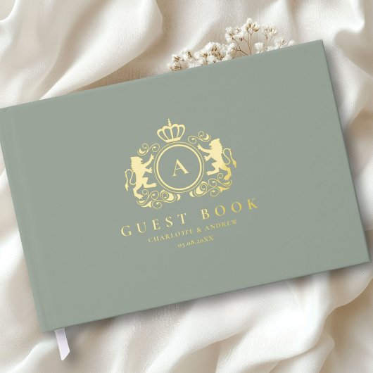 お客様固有のロゴモノグラム結婚ズ ゲストブック