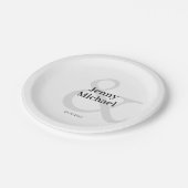 お客様固有の白い黒のアンパサンド結婚の ペーパープレート (アングル)