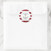 お客様固有の赤いストライプいかり ラウンドシール (バッグ)