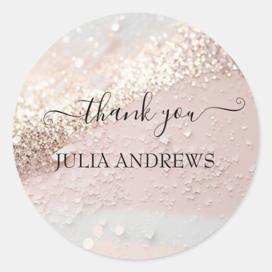 お客様固有の「ありがとう！」グリッター ラウンドシール (正面)