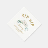 お客様固有の「SIP SIP HOORAY」フラワーナプキンス スタンダードカクテルナプキン (角)