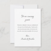 お客様感謝していのミニマル結婚リストカードの写真 サンキューカード (裏面)