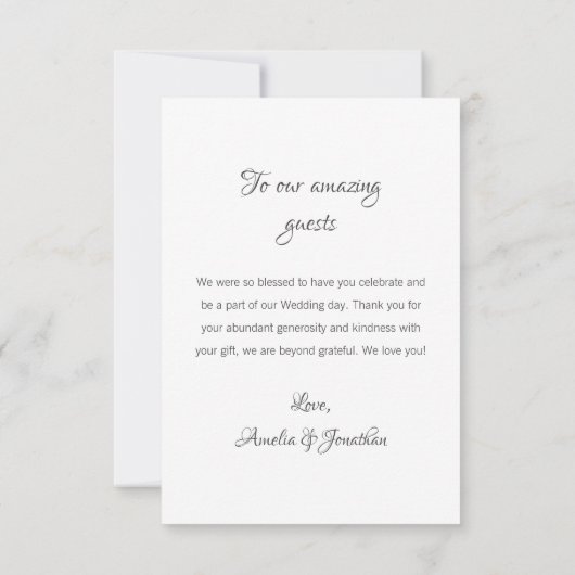 お客様感謝していのミニマル結婚リストカードの写真 サンキューカード (裏面)