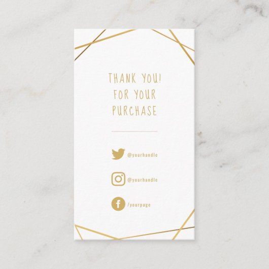 お客様感謝していの注文に対する金ゴールドの幾何学的 エンクロージャーカード (正面)