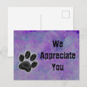 お客様感謝の足跡ペット犬ビジネス ポストカード (正面/裏面)