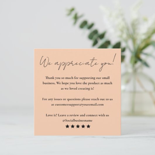 お客様離れのフィードバックサンキューカードのレビュー 招待状 (スタンド正面)