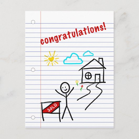 お家おめでとう ノート紙 スケッチ ポストカード (正面)