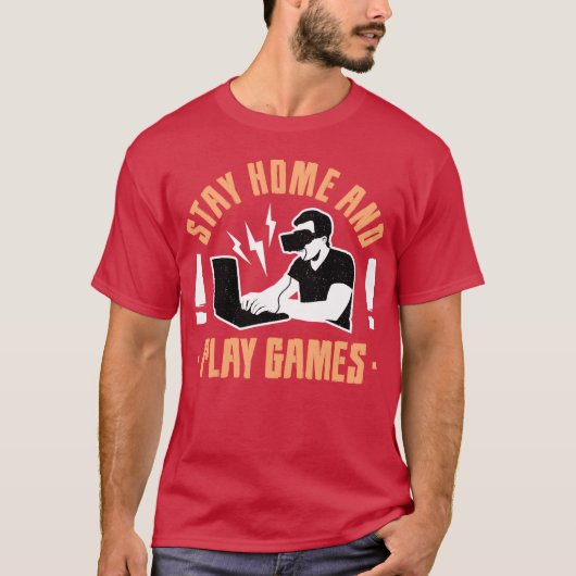 お家でゲームを楽しもう 面白い 楽しい Tシャツ (正面)