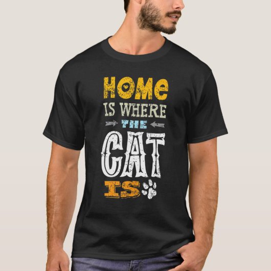 お家は猫がいる所 面白い子猫 Tシャツ (正面)