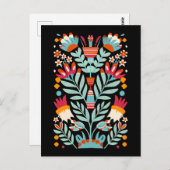 お富フラワーパターンメキシコフローラアート ポストカード (正面/裏面)