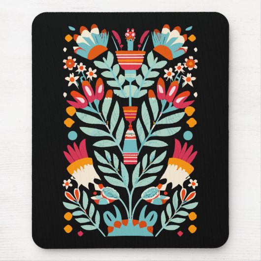 お富フラワーパターンメキシコフローラアート マウスパッド (正面)
