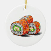 お寿司プリン転がスおもしろいクリスマス好き セラミックオーナメント (正面)