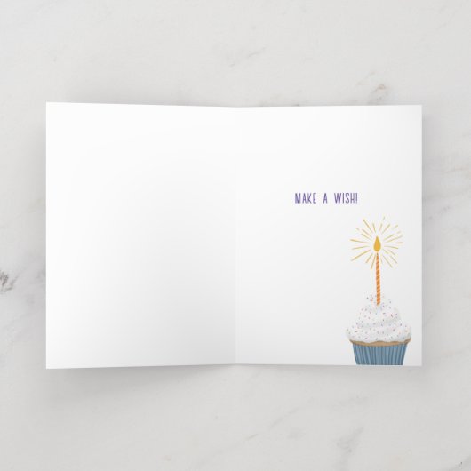 お尻お尻ホレイカップケーキハッピーバースデー 箔グリーティングカード (内側レイダウン)