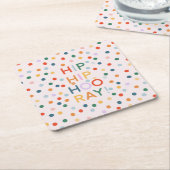 お尻お尻ホレイホレイオレイオレンジグラッド誕生日 スクエアペーパーコースター (アングル)