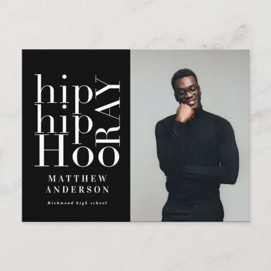 お尻お尻ホーレー写真卒業パーティー招待状 シーズンポストカード (正面)