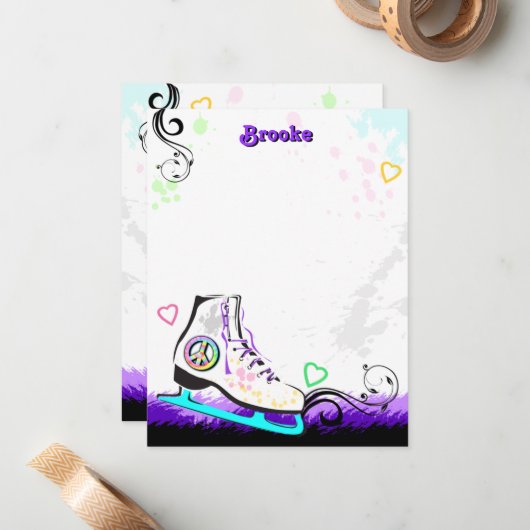 お尻とカラフルアイススケートノートカード ノートカード (正面/裏面インサイチュ)