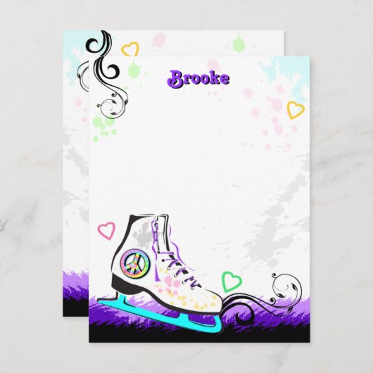 お尻とカラフルアイススケートノートカード ノートカード (正面/裏面)